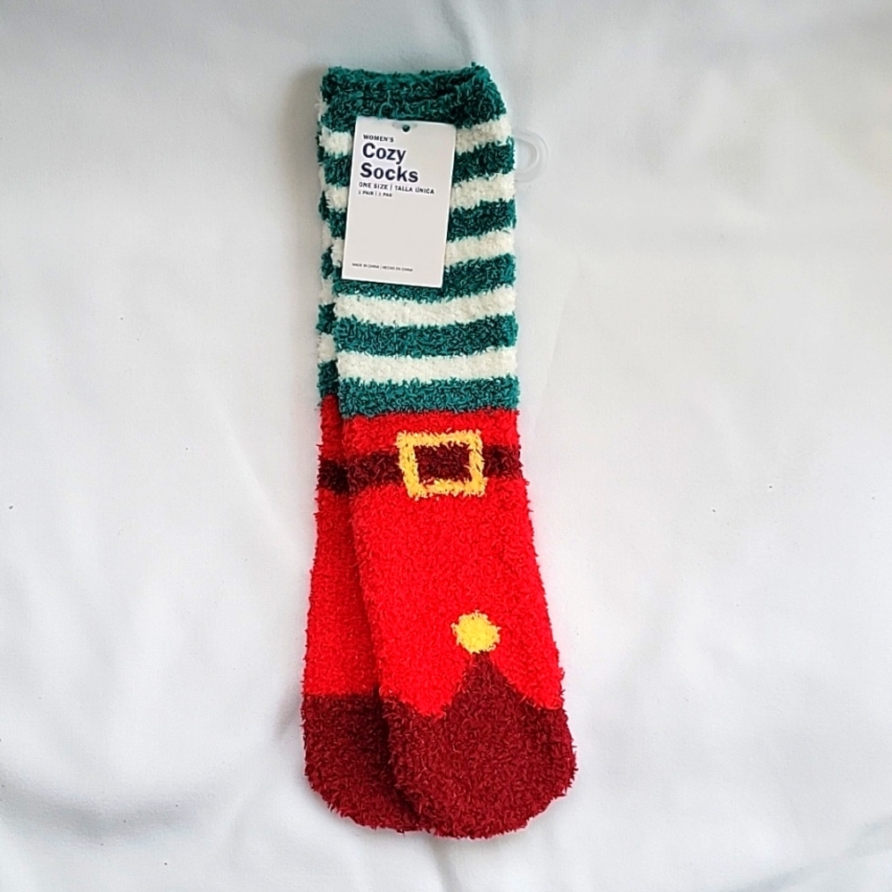NWT Old Navy Cozy Crew Socks - Elf / Santa's Helper - Christmas Socks